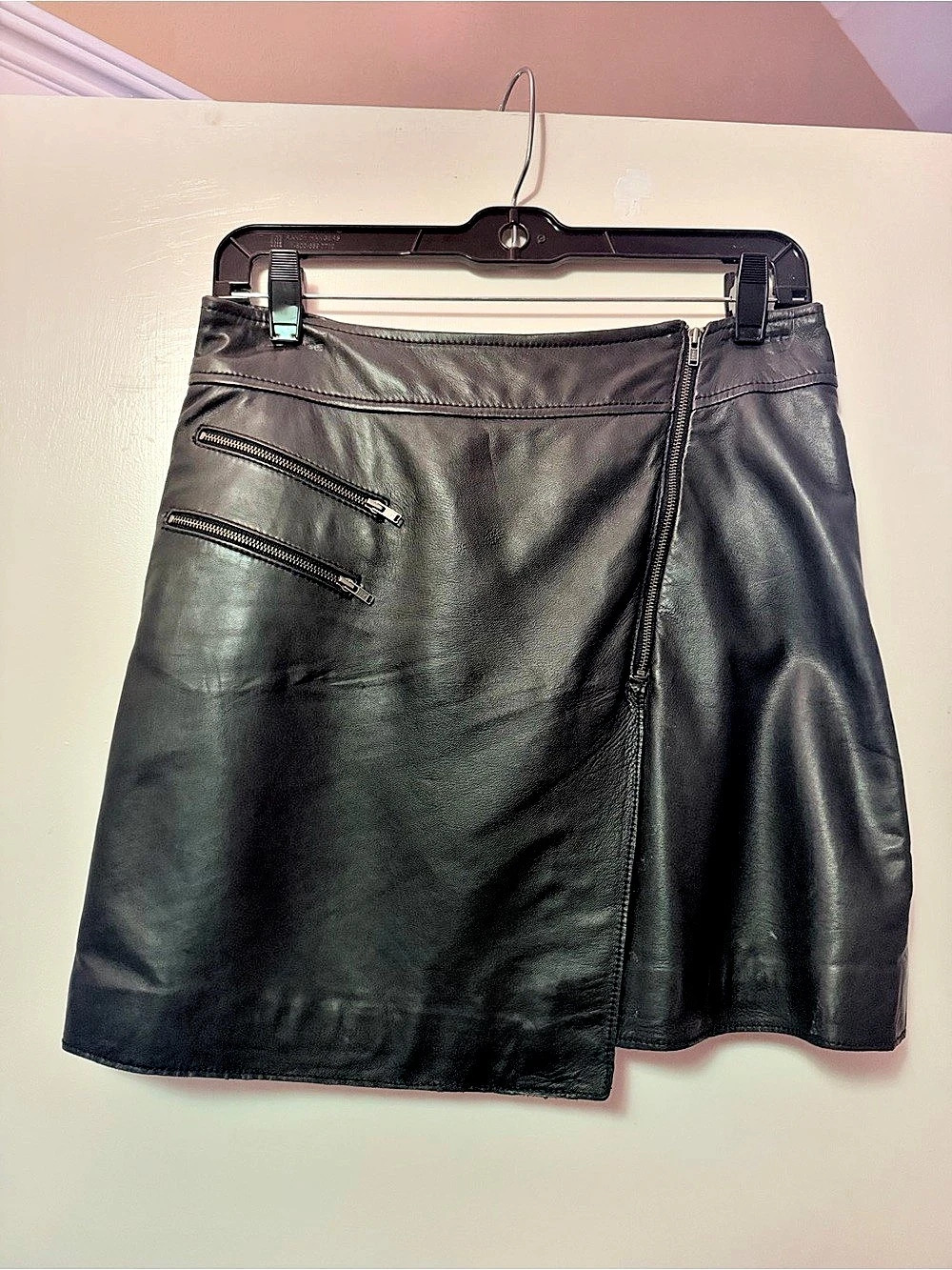 Black Leather Mini Skirt Like New